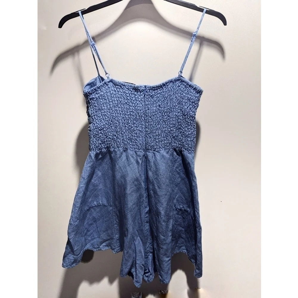 Zara | Blogger Favorite; Rustic Bow Playsuit in Sky Blue